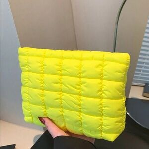 New! Yellow Multi-Purpose Puffer Cosmetic‎ Bag / Clutch